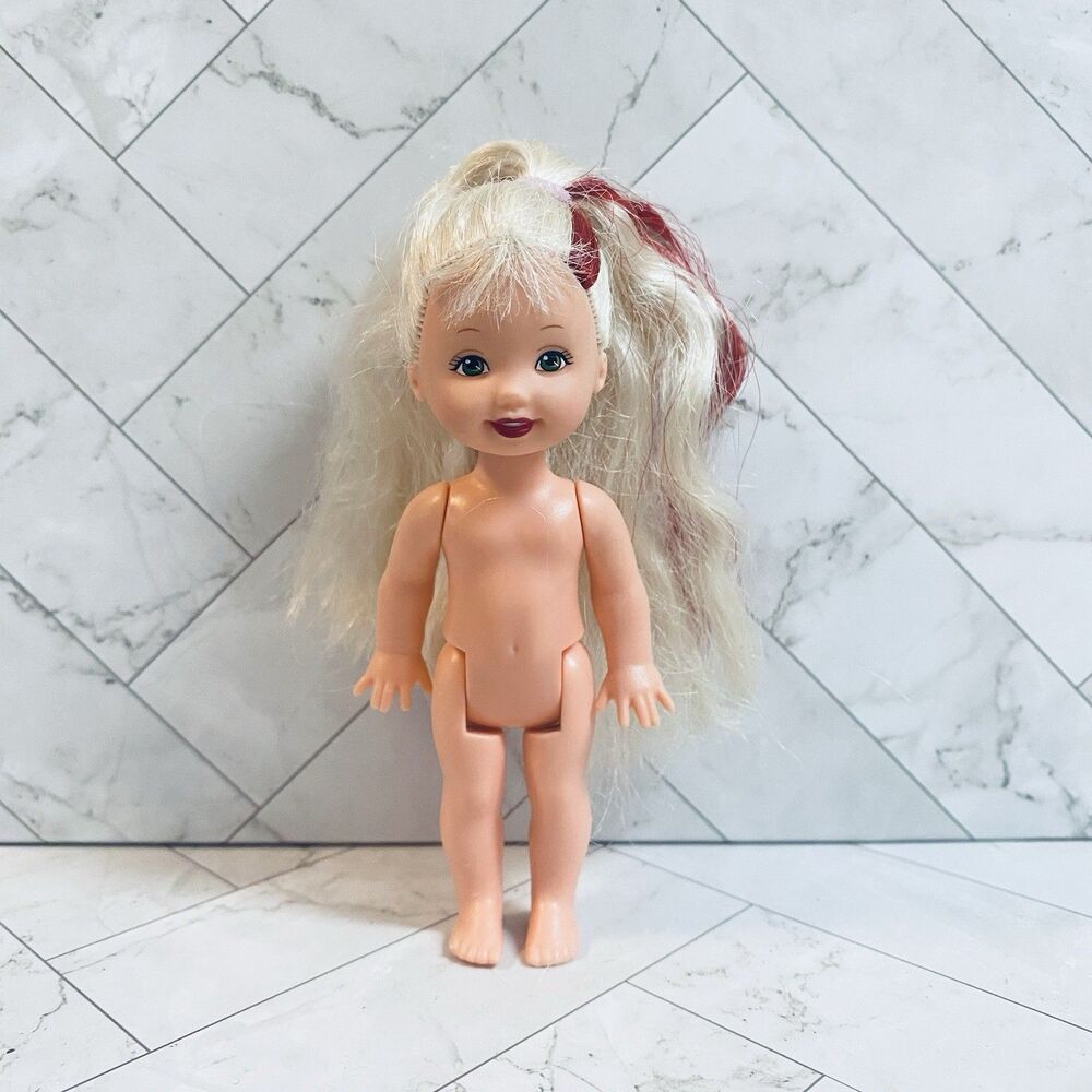 Vintage 1994 Mattel Kelly Doll Blonde Red Streak Hair Nude Barbie Sister Doll